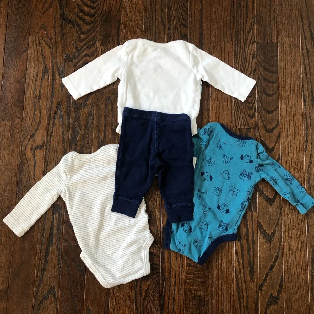 *Bundle x4* Carter’s Boys 3M Blue/Gray/White Dogs “My Best Friend Has Paws” Set - Picture 10 of 12